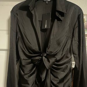 Fashion Nova Satin Draped Blouse